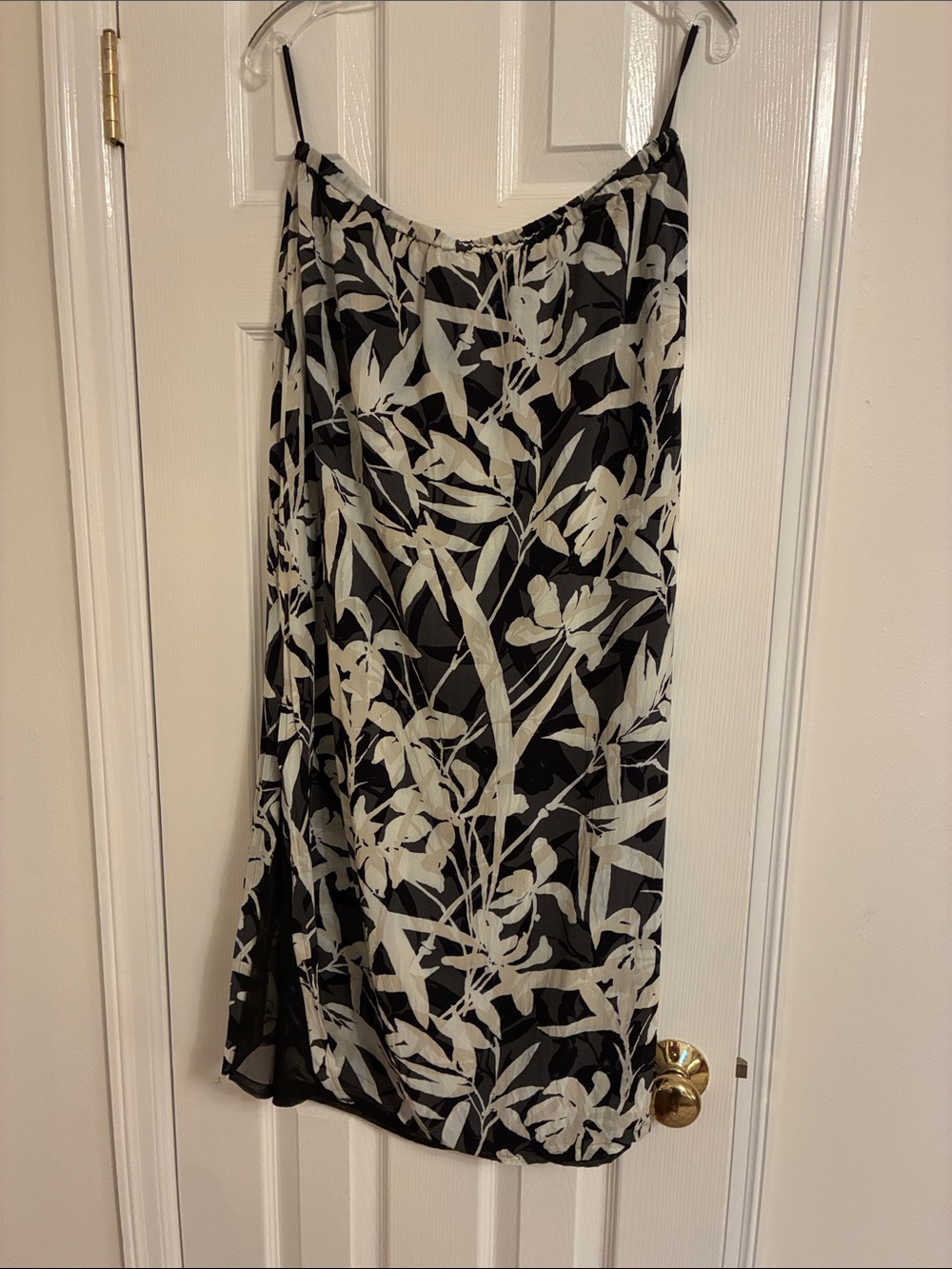 Preston & York Black Slip Skirt with White Botanical Print